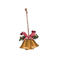 Magideal - Campana De Navidad Campanas De Metal De Navidad Decoración Colgante De Navidad Encantadora Hecha A Mano Con Lazo Para La Puerta Del Hogar Festivales Campana De 2 Trompetas Dorada