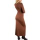 thumbnail image 3 of Jess de Meiko Vestido de Mujer Mangas Largas Cuello Cuadrado Agujero para el Pulgar Vestido Maxi Ajustado M Marrón, 3 of 6