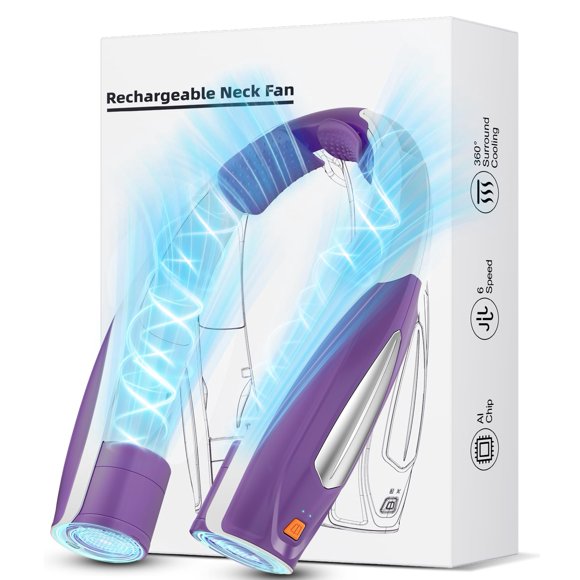 Ventilador de cuello Hionly AI, batería recargable de 6000 mAh, 6 velocidades