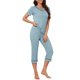 thumbnail image 4 of INSPIRE CHIC Conjunto de Pijama de Modal para Mujer 2 Piezas Conjunto de Descanso con Almohadillas Integradas y Pantalones Sueltos a la Rodilla M Verde, 4 of 6