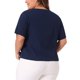 thumbnail image 3 of Agnes Orinda Mujeres Tallas Grandes Escuela Universidad Tops Recortados Cuello en V Manga Corta Abotonado Verano Camisa Casual 3X Azul Marino, 3 of 6