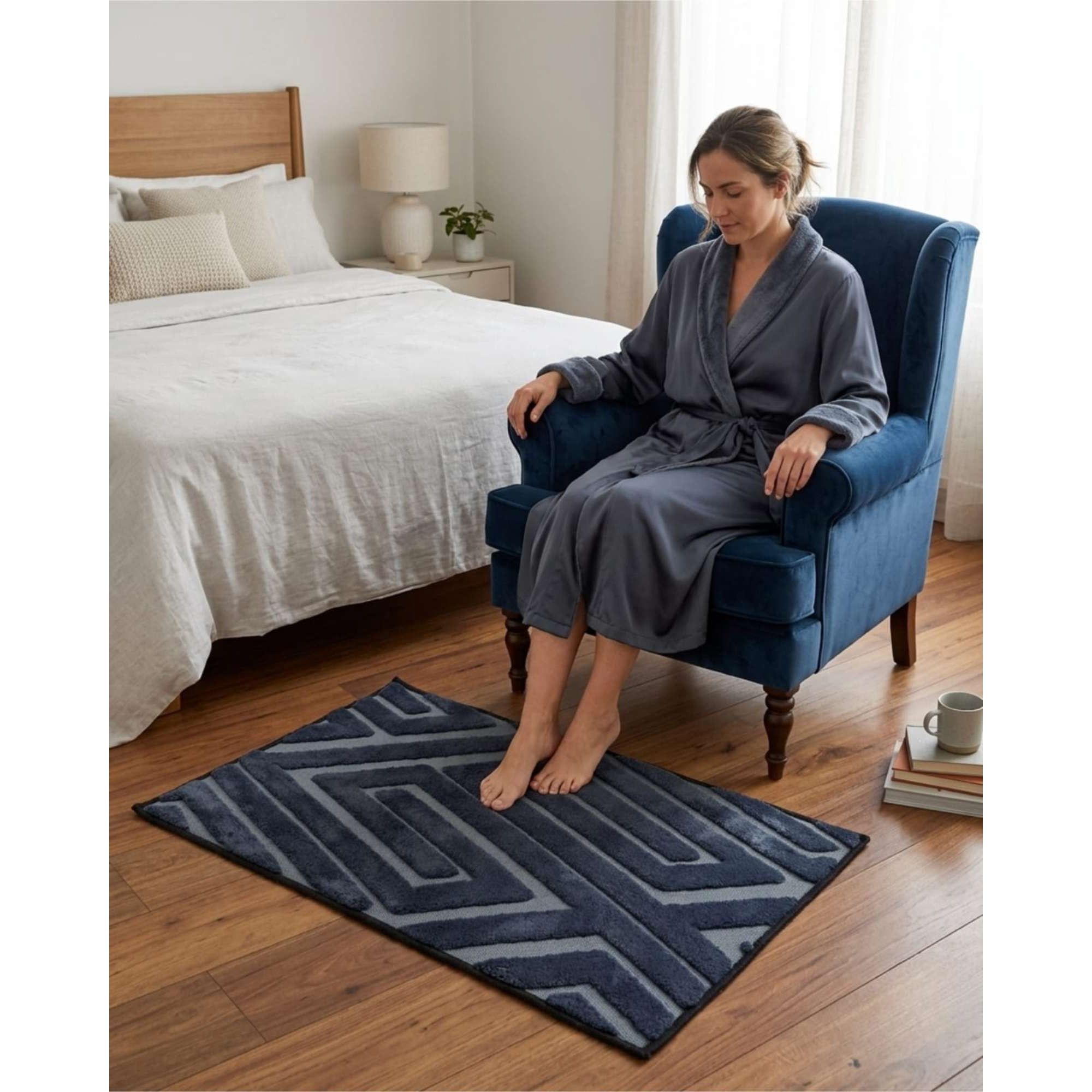 Mylhogar - Bajada De Cama Moderna 50x80cm Diseño Jacquard