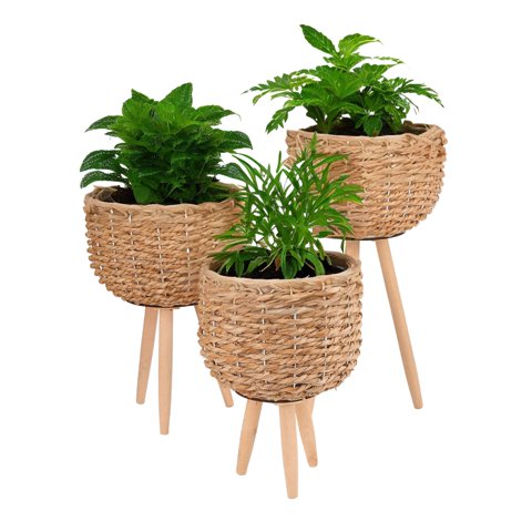 Homeessentials - Set De 3 Macetas Tejidas Con Patas
