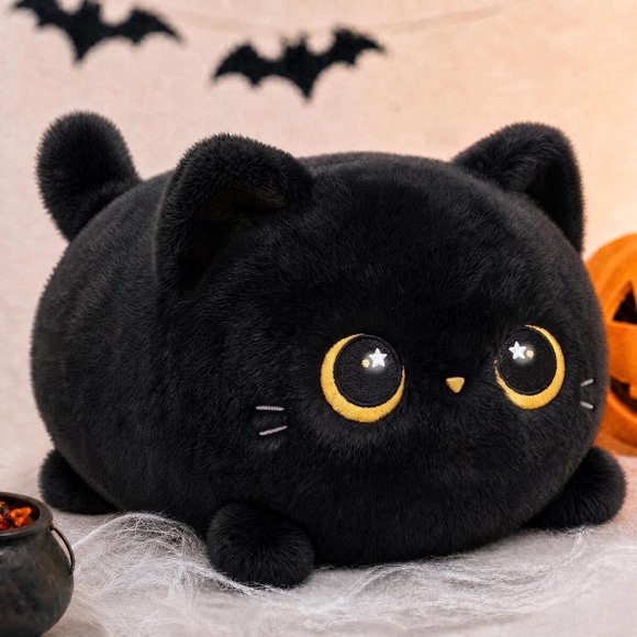 Mewaii Black Cat Plush Kawaii Plushies, UltraSoft Feel, 8 in