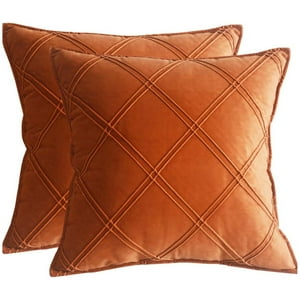 Wyj Hogar - Pack De 02 Fundas De Cojín De Terciopelo Con Rayas 45X45 Naranja