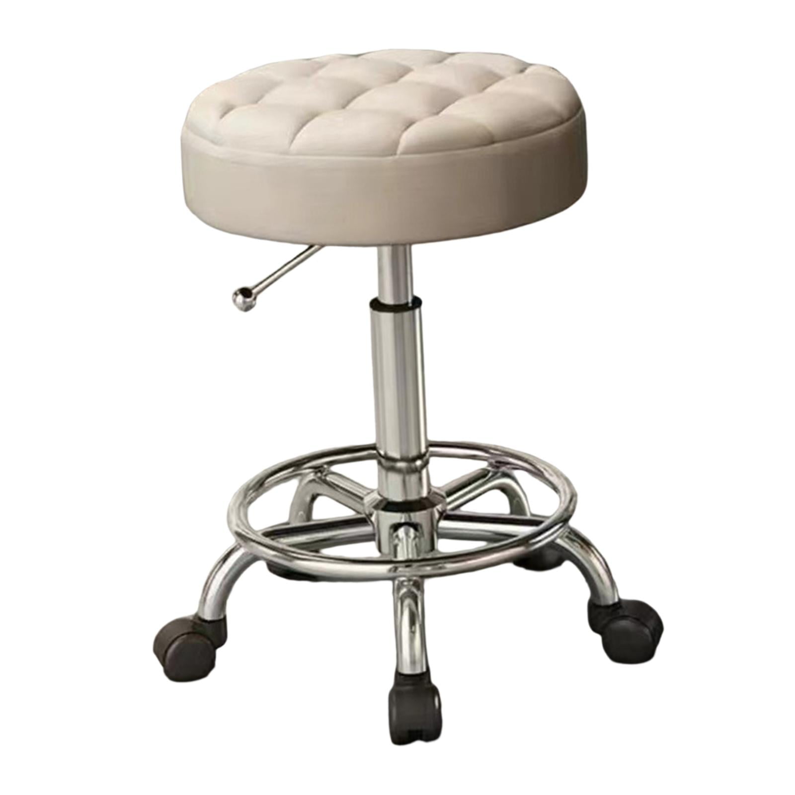 Bothyi - Taburete De Bar Con Ruedas Y Altura Regulable, Redondo, Color Beige