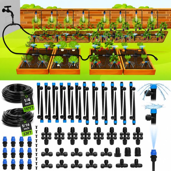 Sistema de riego por goteo Bonviee de 70 m con emisores de goteo ajustables