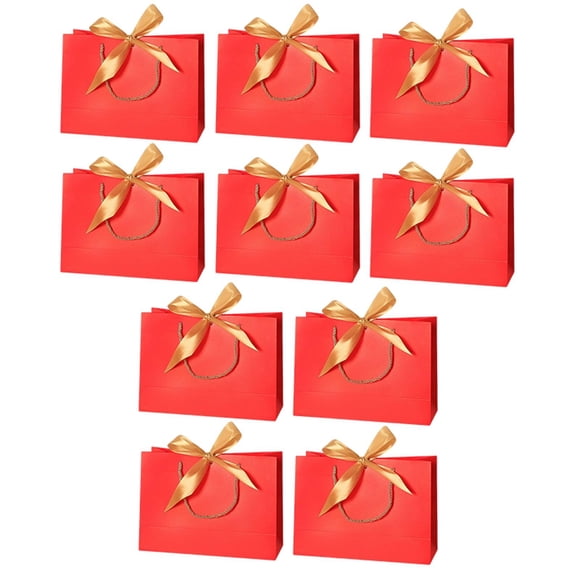 10 Bolsas De Regalo Para Fiestas, Papel Grueso Reutilizable Para Celebraciones, Fiestas, Baby Shower, Rojo M