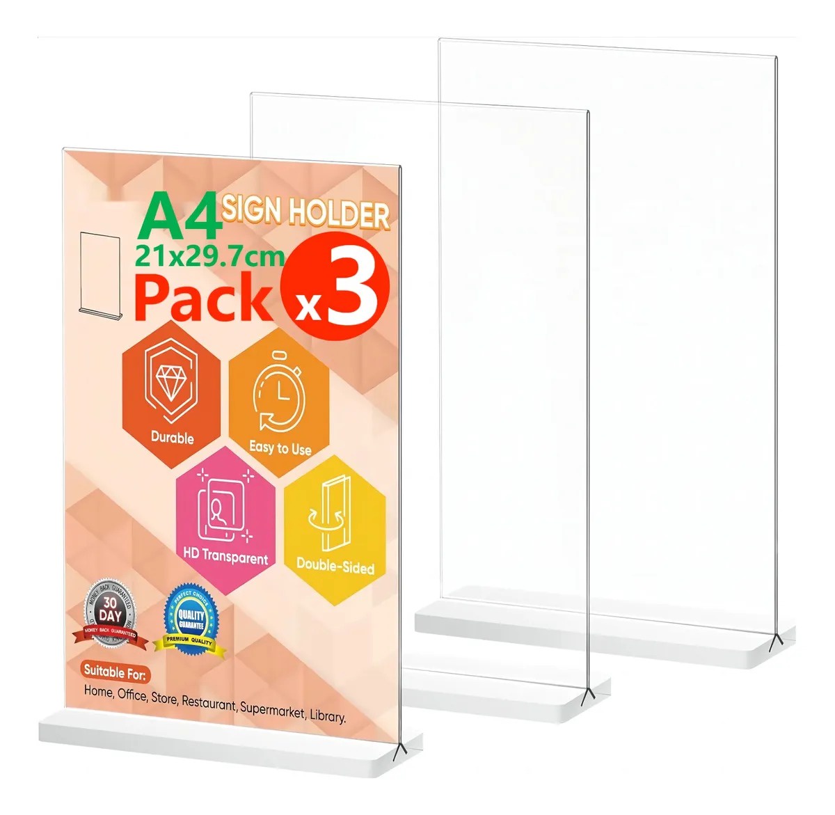 Genérica - 3Kit Porta Menú Y Folleto Carta Pared Para Hoja A4 210*297Mm