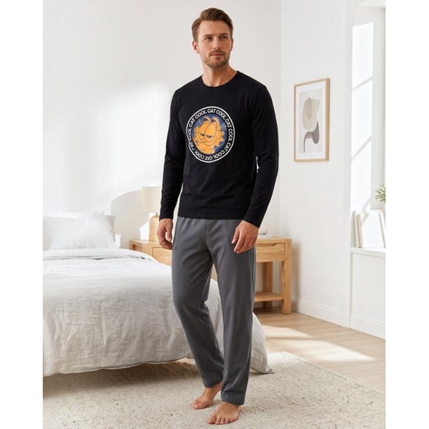 Pijama Hombre Algodón Estampado Garfield Negro negro L
