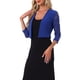 thumbnail image 4 of INSPIRE CHIC Top de Encaje para Mujer con Frente Abierto para Oficina de Trabajo, Manga 3/4, Bolero Corto Floral de Navidad, Talla XL, Azul Real, 4 of 6