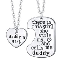 Magideal - Conjunto De Collar Para Padre E Hija, Joyería Para Papá Y Niña, Ideal Para Familias, Corazón De Acero Inoxidable Para Papá Y Niña, Collar Con Colgante