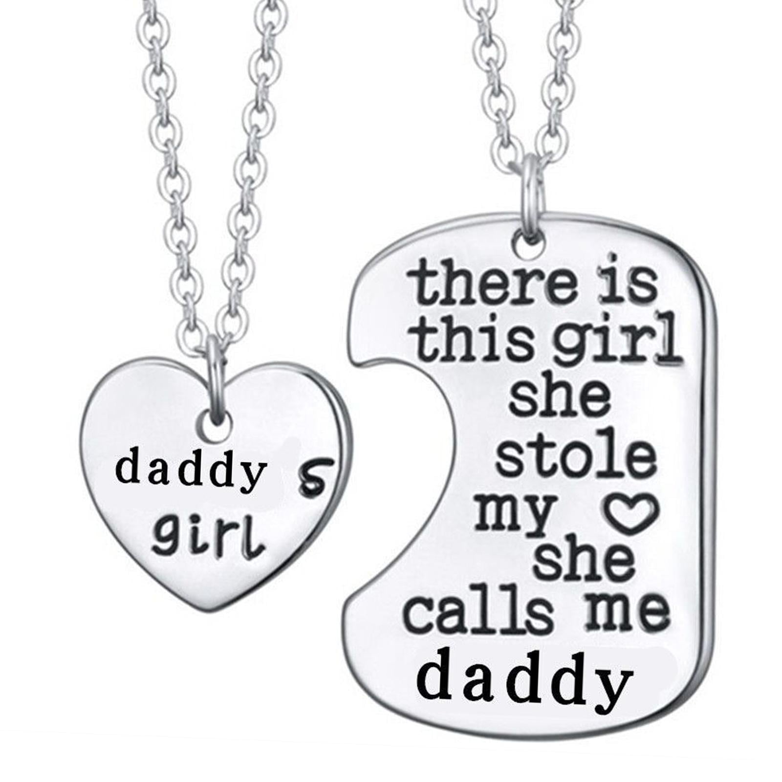 Magideal - Conjunto De Collar Para Padre E Hija, Joyería Para Papá Y Niña, Ideal Para Familias, Corazón De Acero Inoxidable Para Papá Y Niña, Collar Con Colgante