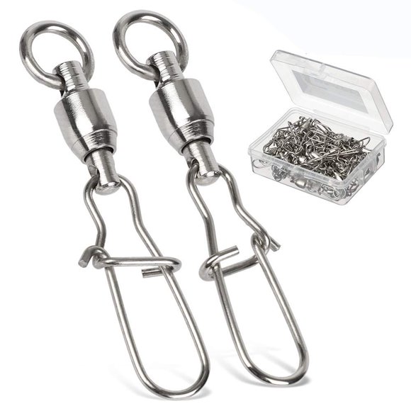 Eslabones giratorios de pesca AMYSPORTS Duo Lock Snap, 25 unidades, 50 kg