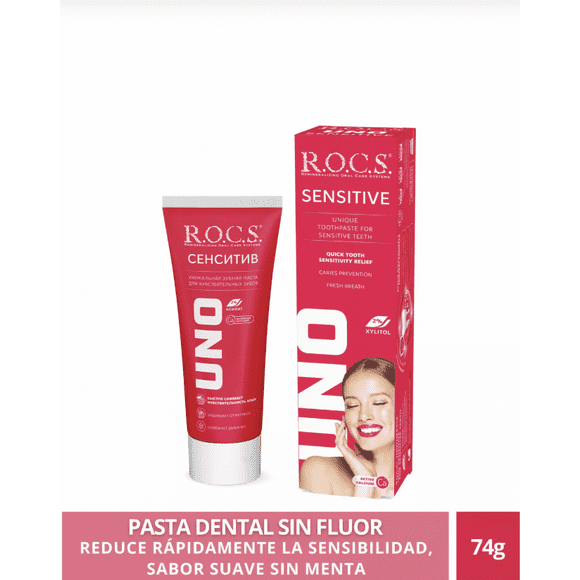 Pasta Dental Sin Menta Rocs Uno Sensitive 74g Sin Fluor