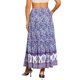 thumbnail image 3 of INSPIRE CHIC Falda Maxi de Verano con Bolsillos, Estampado Floral Bohemio, Línea A, Volantes, Cintura Alta Elástica para Mujer, XS Azul Púrpura, 3 of 5
