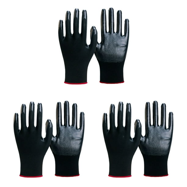 3 pares de guantes de trabajo de seguridad, guantes de jardinería, guantes protectores transpirables de goma.
