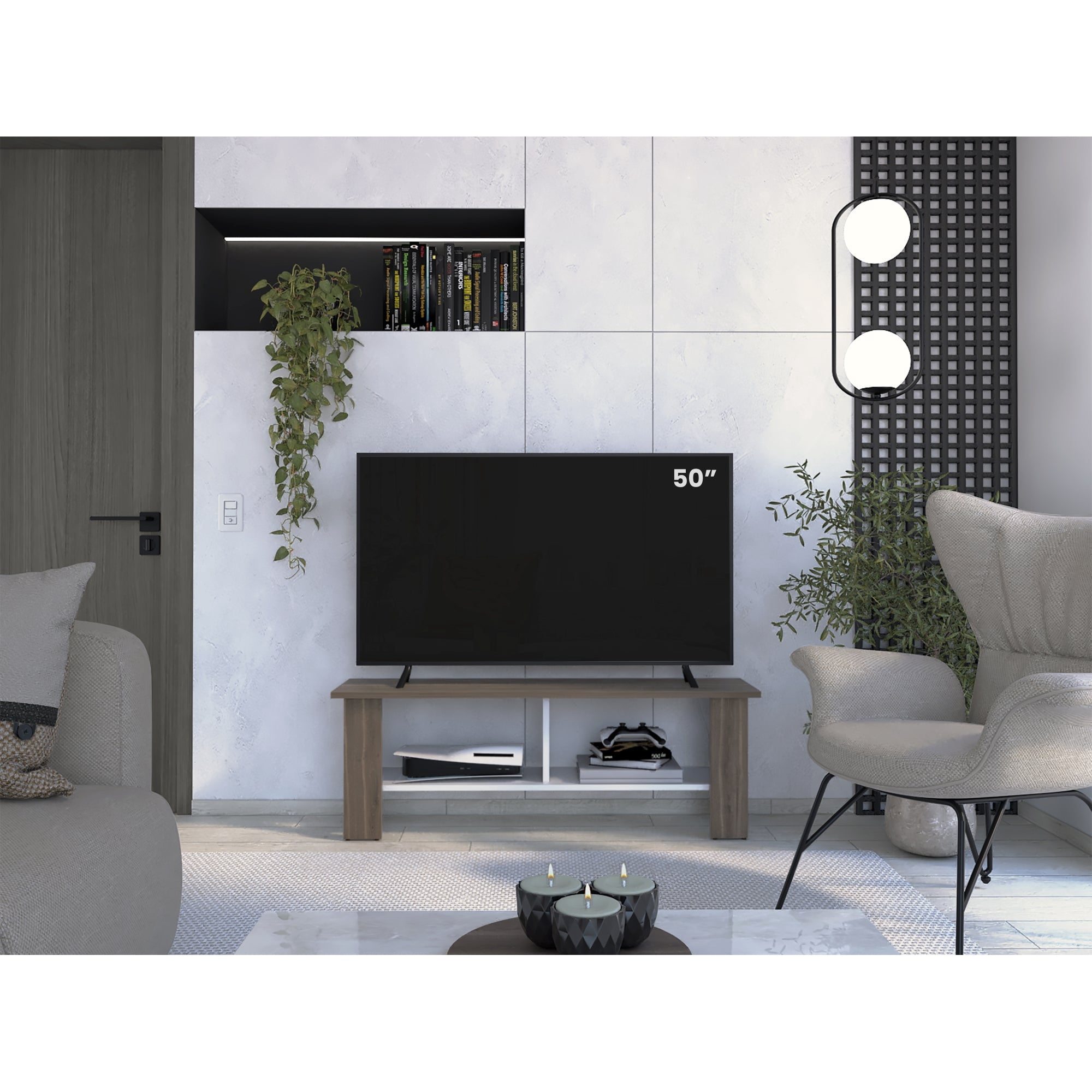 Tuhome - Rack Tv 50" Navia Milan Y Blanco 42x120x31 Cm