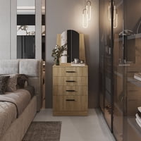 Tuhome - Cómoda Praga 3 Cajones 1 Puerta Abatible Fresno