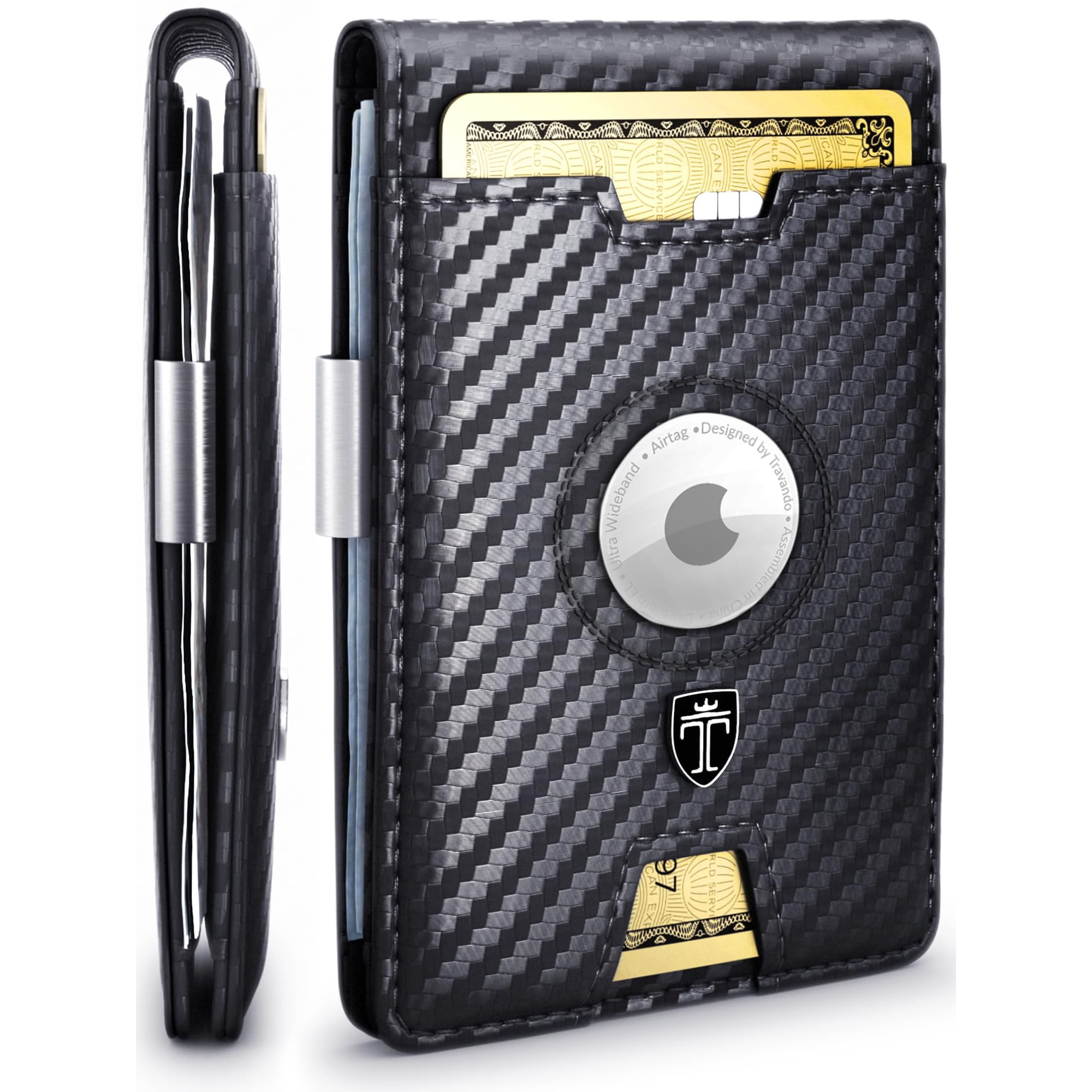 Billetera Travando Airtag* Para Hombre Con Clip Para Billetes Con Bloqueo Rfid