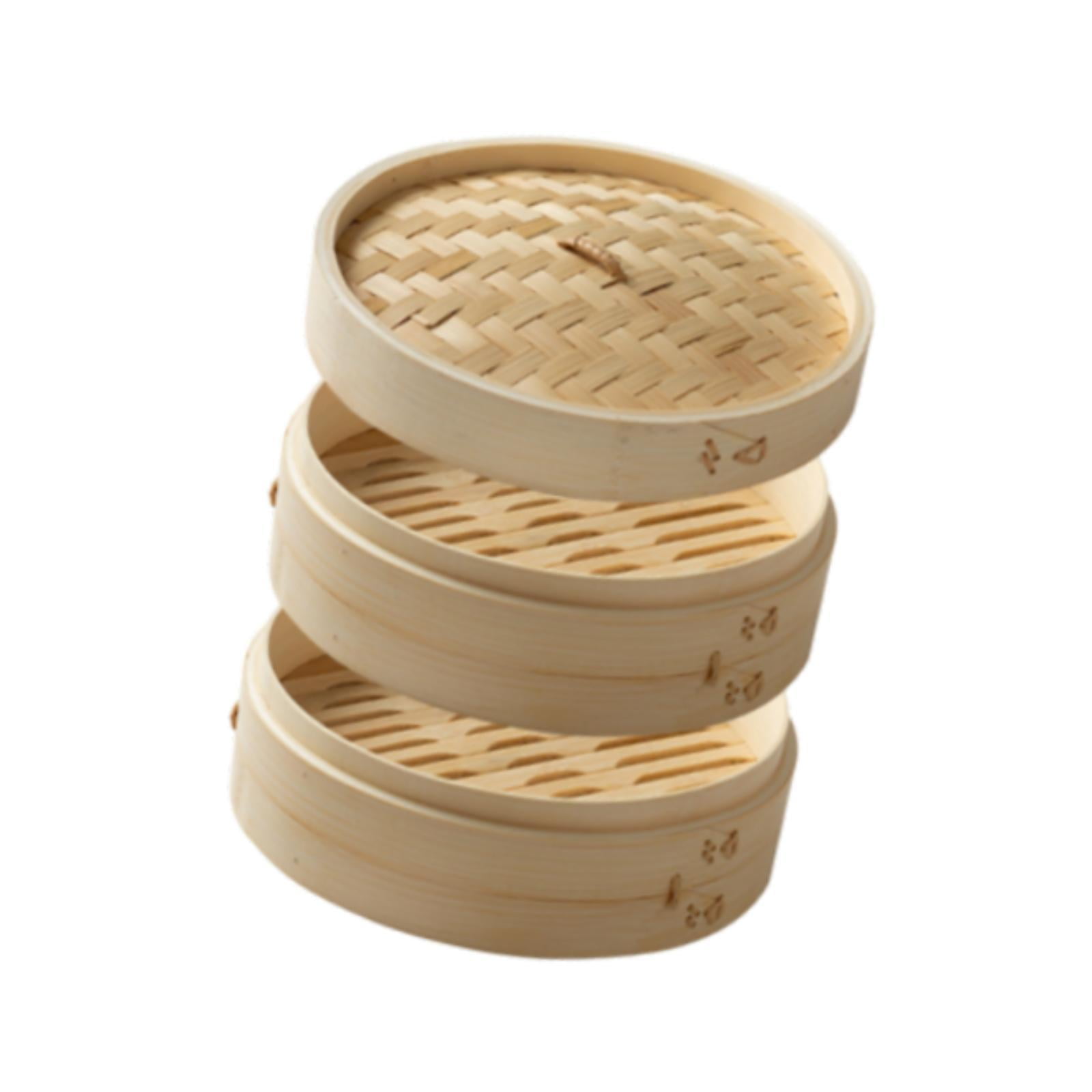 Bothyi - Cesta De Bambú Para Cocinar Al Vapor, Hecha A Mano, Para Cocinar Pollo, Arroz Al Vapor, 30 Cm, 2 Niveles