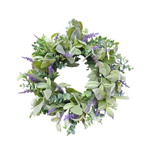 Magideal - Corona De Eucalipto De Lavanda Artificial De 40Cm, Corona De Verano, Corona Multiusos Para Otoño E Invierno, Hecha A Mano Para Decoración De La Puerta