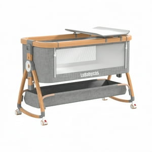 Cuna Colecho Mecedora Mudador 3 En 1 Lubabycas Gris