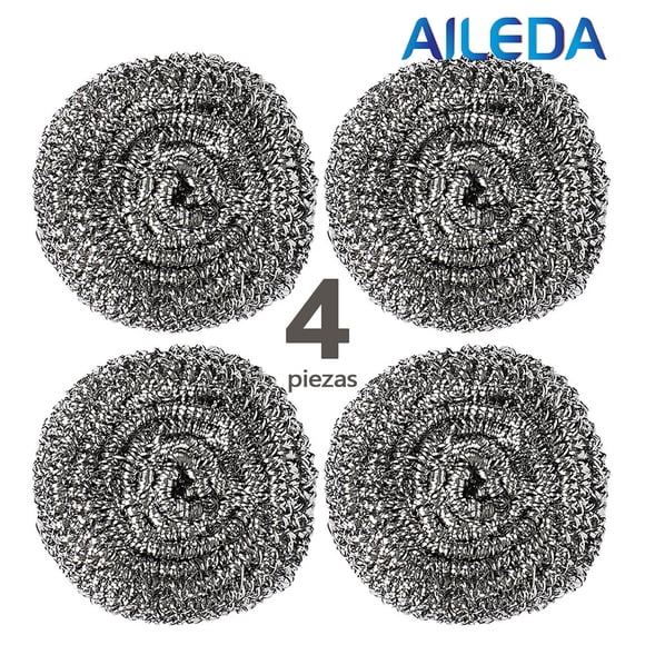Set 4 Virutilla Aileda Esponja De Acero Para Olla Y Cocina