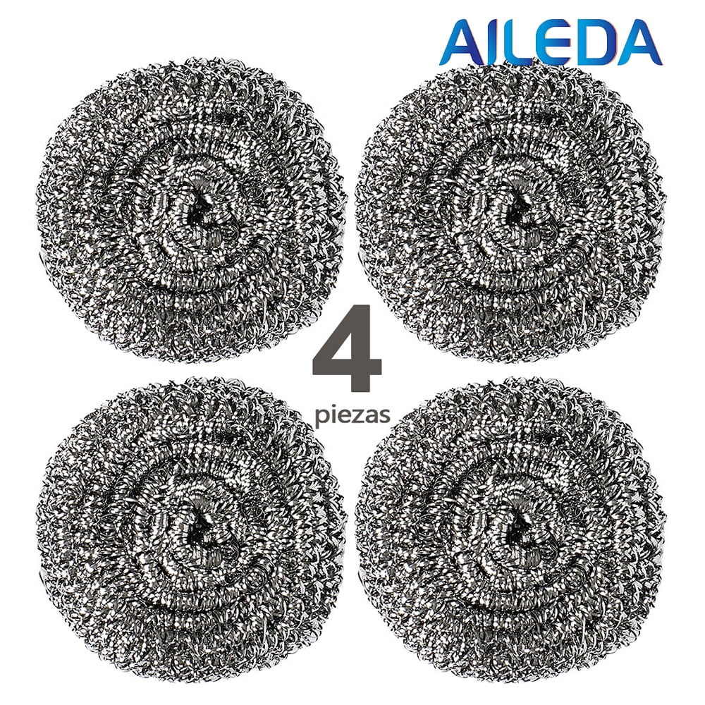 Set 4 Virutilla Aileda Esponja De Acero Para Olla Y Cocina