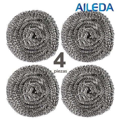 Set 4 Virutilla Aileda Esponja De Acero Para Olla Y Cocina