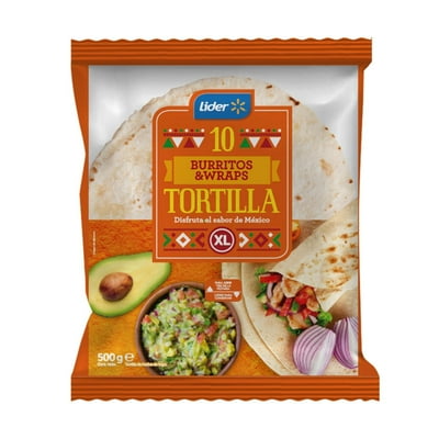 Tortillas Burritos Y Wraps Xl, 10 Un 500 G Lider