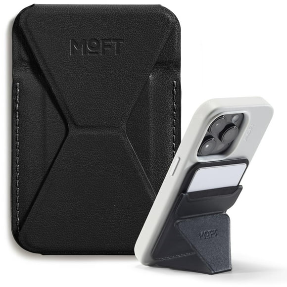 Soporte magnético tipo cartera compatible con MOFT para iPhone 12-16, color negro azabache