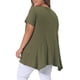 thumbnail image 3 of Agnes Orinda Mujeres Tallas Grandes Escuela Universidad Túnica Tops Verano Cuello Redondo Flowy Swing Suelto Manga Corta Camiseta de Punto Tops Blusa Casual 4X Verde Militar, 3 of 6