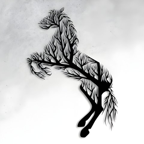 Genérico - Cuadro Caballo Decorativo Con Ramas