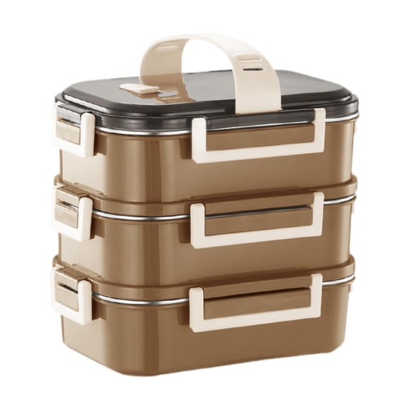 Fiambrera Bento Box sellable, apilable, a prueba de fugas, reutilizable, contenedor de alimentos para senderismo, viajes, picnic, pesca, adultos , marrón