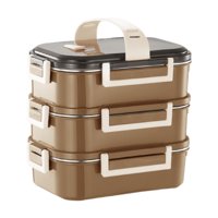 Magideal - Fiambrera Bento Box Sellable, Apilable, A Prueba De Fugas, Reutilizable, Contenedor De Alimentos Para Senderismo, Viajes, Picnic, Pesca, Adultos , Marrón