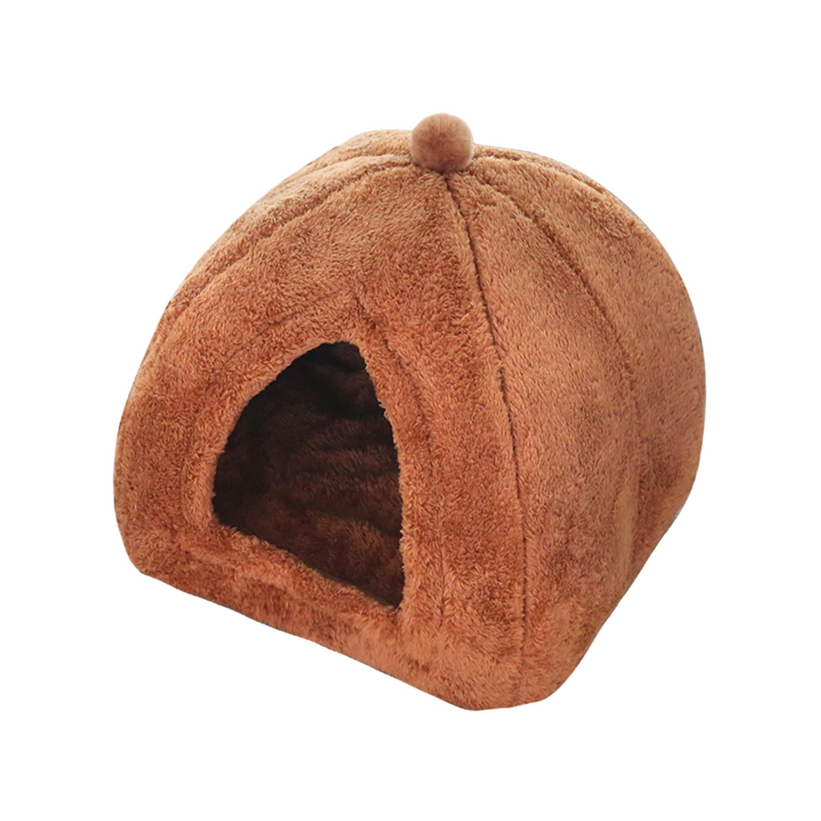 Ioensy - Cama Cueva De Felpa Cama Para Mascotas Cama Para Dormir Para Conejos Animales Pequeños Gatito Cachorro Marrón L