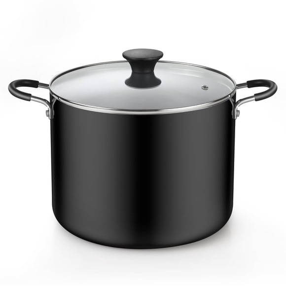 Antiadherente Stockpot Cook N Home, 10,5 L, con tapa de aluminio negro