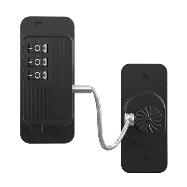 Cajones Ventanas Cerradura De Combinación Cerradura Para Frigorífico 17,3 Cm Cable De Acero Para Niños Negro