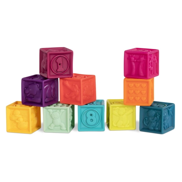 Juguetes para apilar y construir B. toys B. baby 10 bloques blandos