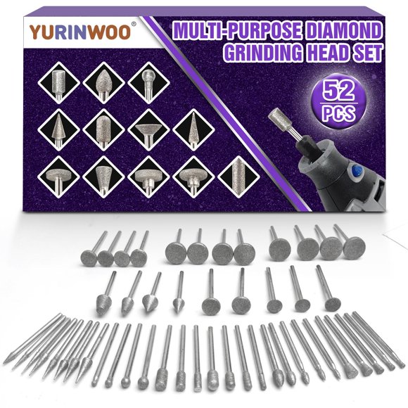 Juego de brocas de diamante YURINWOO, 52 piezas, para tallar piedra