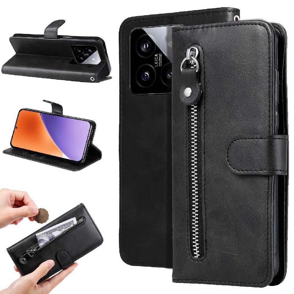 Gangxun - Funda Con Cremallera Para Xiaomi 15, Carcasa Cartera De Cuero Pu Con Soporte Y Tarjetero
