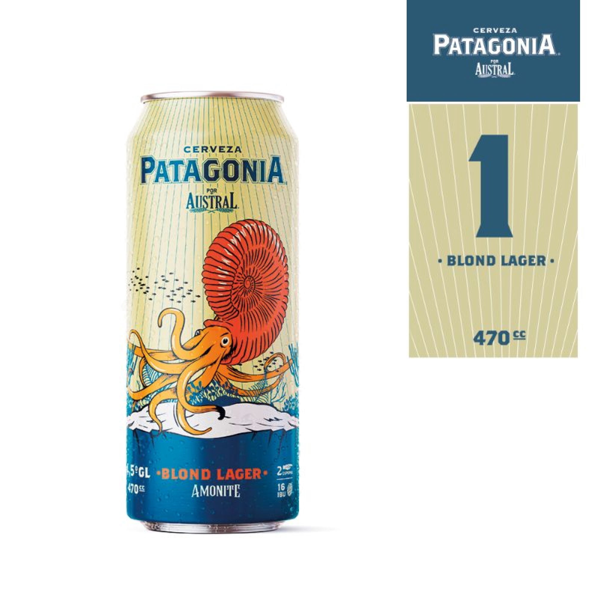 Cerveza Patagonia Blond Lager 4,5° Lata 470 ml Austral