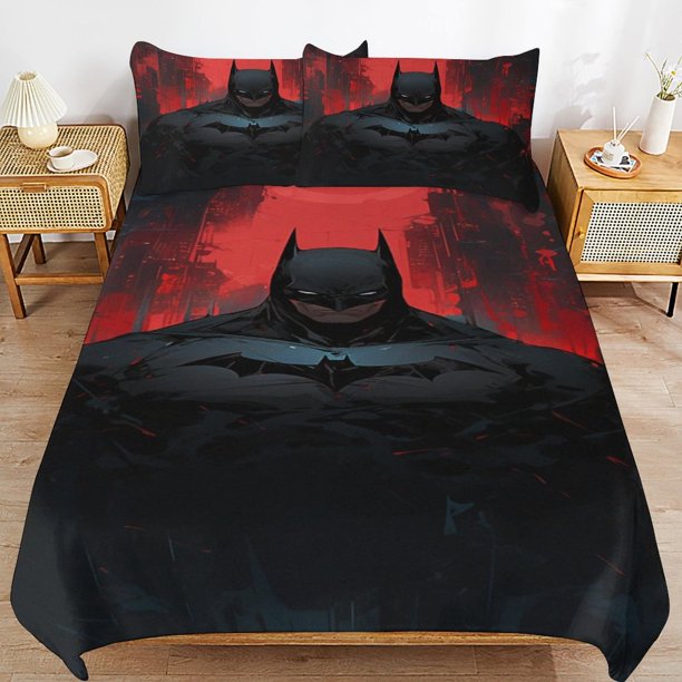Batman Bedding Sets Ultra Soft Skin-Friendly Duvet Cover 3 Piece, Cute Comforter Cover Bed Set for Boys Girls Kids
