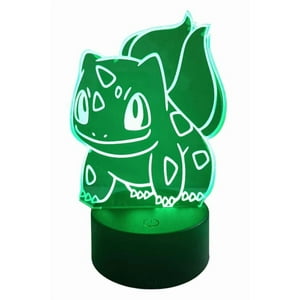 Lampara Ilusion 3D Bulbasaur De 7 Colores, Base Touch