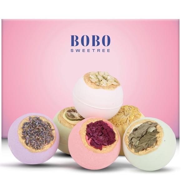 Set de regalo BoboSweetree de Bath Bombs, 6 gasies con flores auténticas