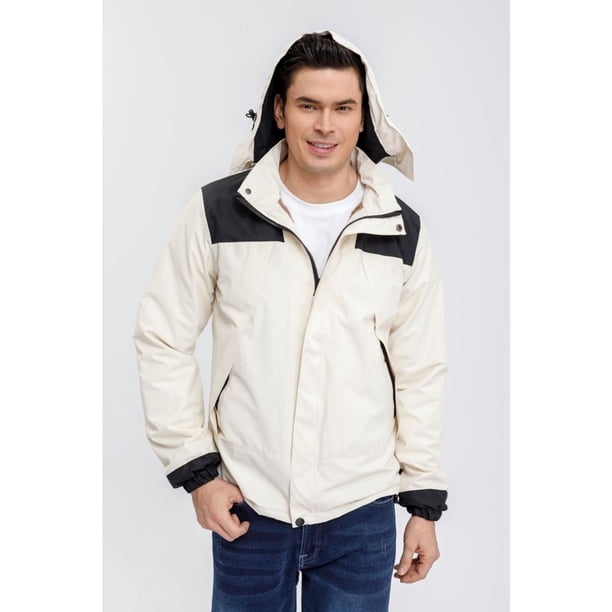 Chaqueta Hombre Impermeable Forro Interior Piel Capucha 0001