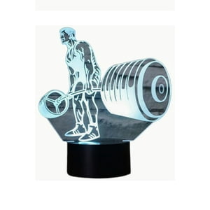 Lelumania - Lampara Ilusion 3D Hombre Pesas De 7 Colores, Base Touch