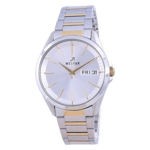 Westar - Reloj Para Hombre Con Esfera Plateada Y Acero Inoxidable Bicolor Con Cuarzo 50212 Cbn 107
