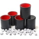thumbnail image 1 of Conjunto de copa de dados de cuero PU de 5 paquetes con 6 puntos de dados de fieltro forrado tranquilo Shaker para juegos de dados de familia de fiesta de bar, rojo/negro, 1 of 3